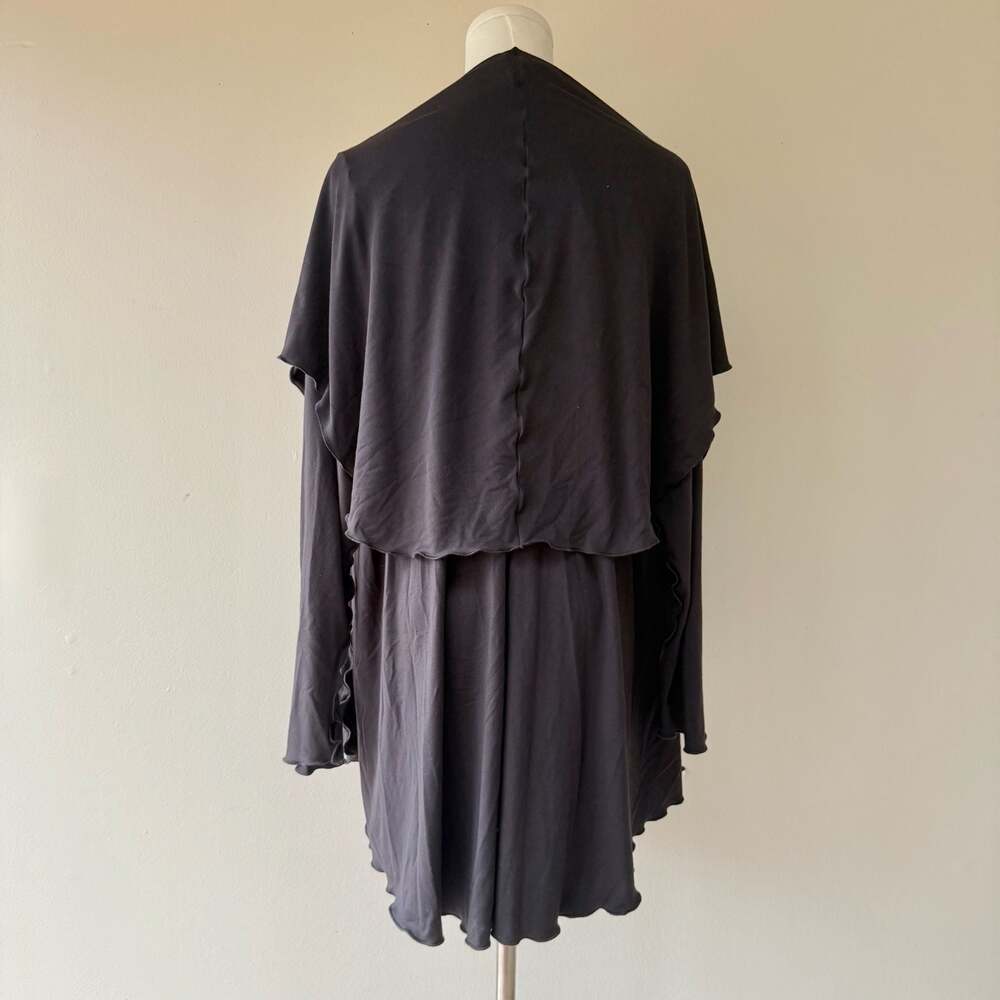 Angelrox Bamboo Ruffle Lettuce Trim Cardigan Cape Jacket - Made in Maine